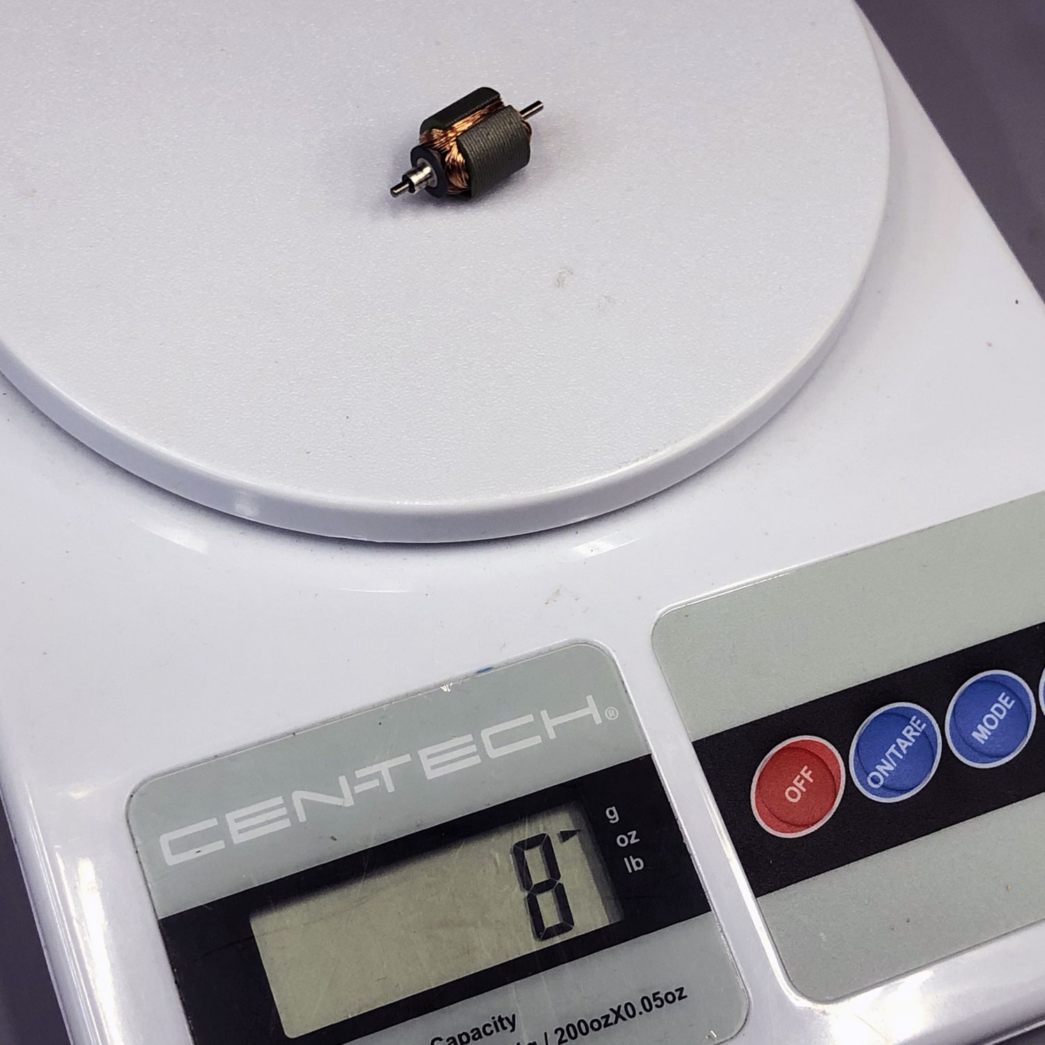 Close up of rotor for a DC-motor in the ProModeler DL-series, which at 8 grams constitutes a massive rotating assembly in the 15mm motor world